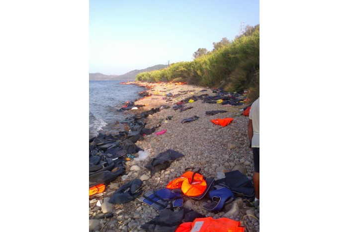 image of Life jackets on Lesvos shore