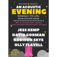 poster for Jess Kemp's charity showcase at Irlam Station House