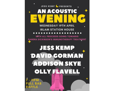 poster for Jess Kemp's charity showcase at Irlam Station House
