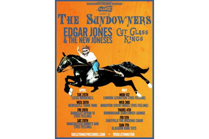 tour poster for Skeleton Key presents The Sundowners and Edgar Jones and the New Joneses at Jimmy's Bar