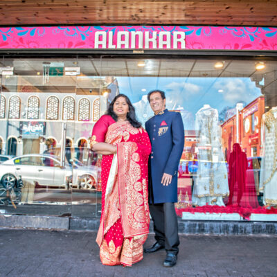Handlooms writer Rani Moorthy and Alankar owner Dilip Modhar - image credit Anthony Robling