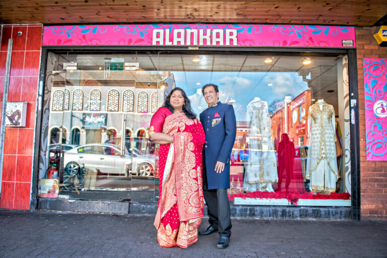 Handlooms writer Rani Moorthy and Alankar owner Dilip Modhar - image credit Anthony Robling