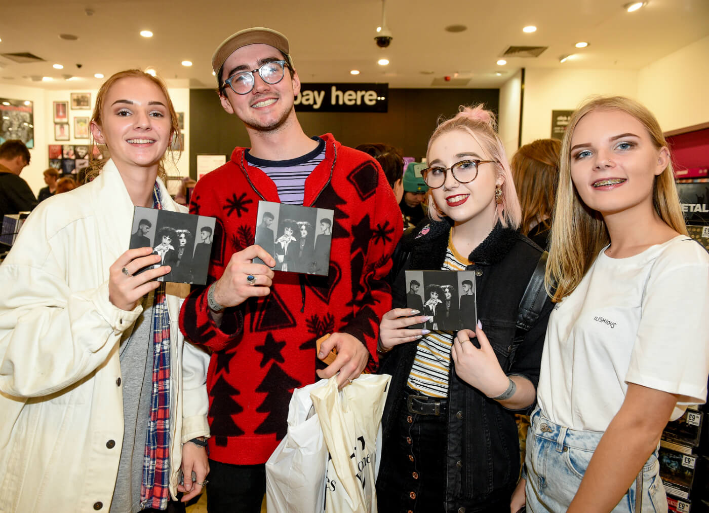 Manchester quartet Pale Waves signing copies of their new album My Mind Makes Noises and performing at HMV Manchester - image courtesy Shirlaine Forrest