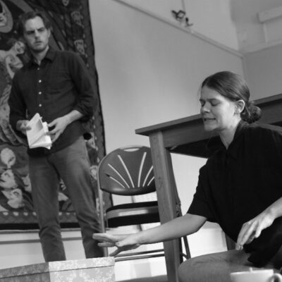 Danny Solomon and Hannah Ellis Ryan rehearse Hello and Goodbye - image courtesy RusbyMedia