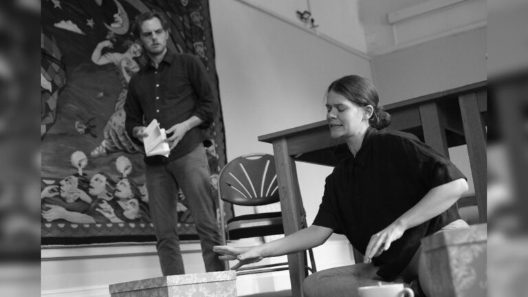 Danny Solomon and Hannah Ellis Ryan rehearse Hello and Goodbye - image courtesy RusbyMedia