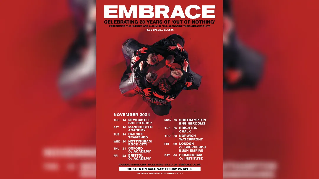 Embrace announce UK tour including Manchester Academy gig