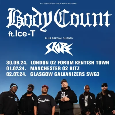 tour poster for Body Count's UK tour dates 2024