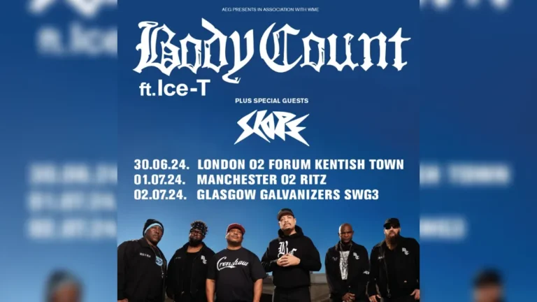 tour poster for Body Count's UK tour dates 2024