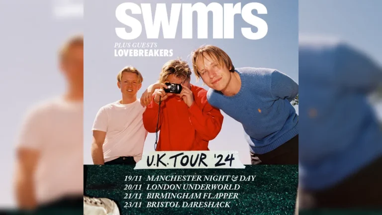 promotional tour poster for SWMRS UK tour 2024 supported by Lovebreakers