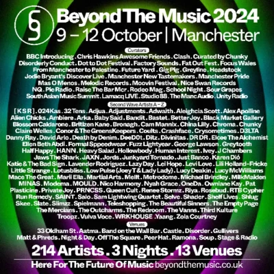 promotional poster for Beyond The Music 2024 taking place across Manchester