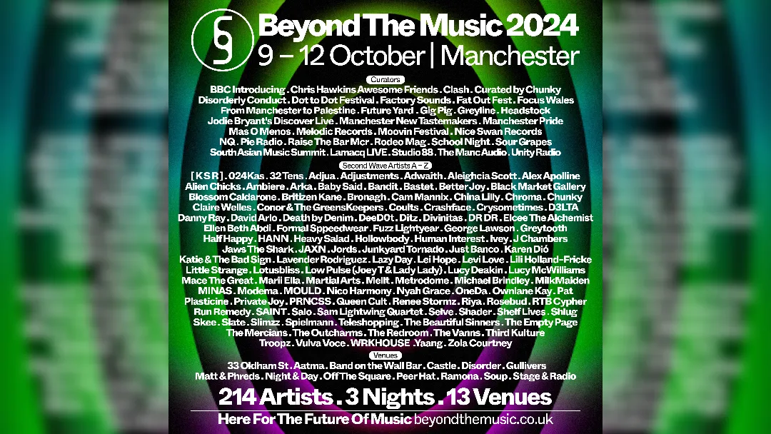 promotional poster for Beyond The Music 2024 taking place across Manchester