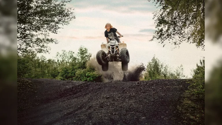 promotional image of Hana Lili riding a quad bike for Bedroom Floor