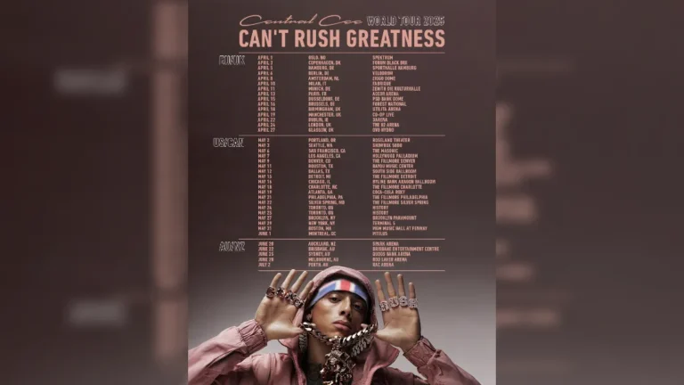 tour poster for Central Cee's Can't Rush Greatness World Tour
