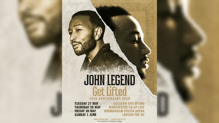 promotional tour poster for John Legend's Get Lifted UK tour 2025