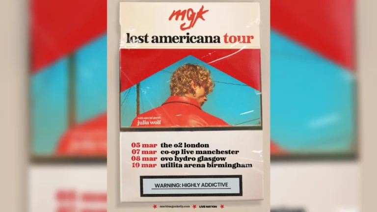 Tour poster for mgk's lost americana UK tour dates