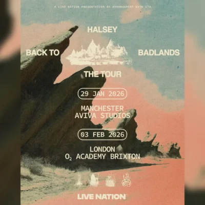 Tour poster for Halsey's UK tour dates 2026