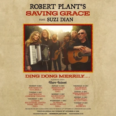 Tour poster for Robert Plant and Saving Grace's UK tour 2025