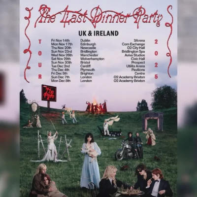 image of tour post. The Last Dinner Party will headline at Manchester's Aviva Studios.