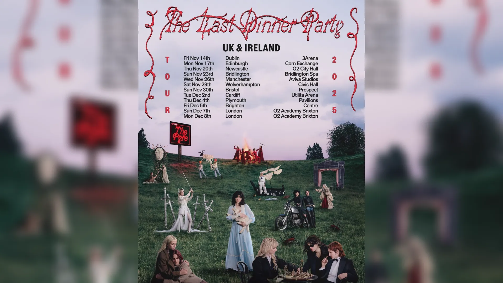 image of tour post. The Last Dinner Party will headline at Manchester's Aviva Studios.