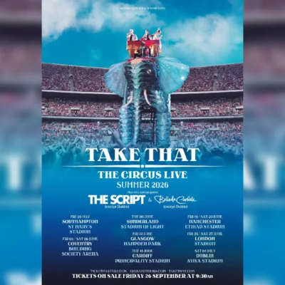 Tour poster for Take That's UK The Circus Live tour