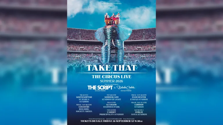 Tour poster for Take That's UK The Circus Live tour