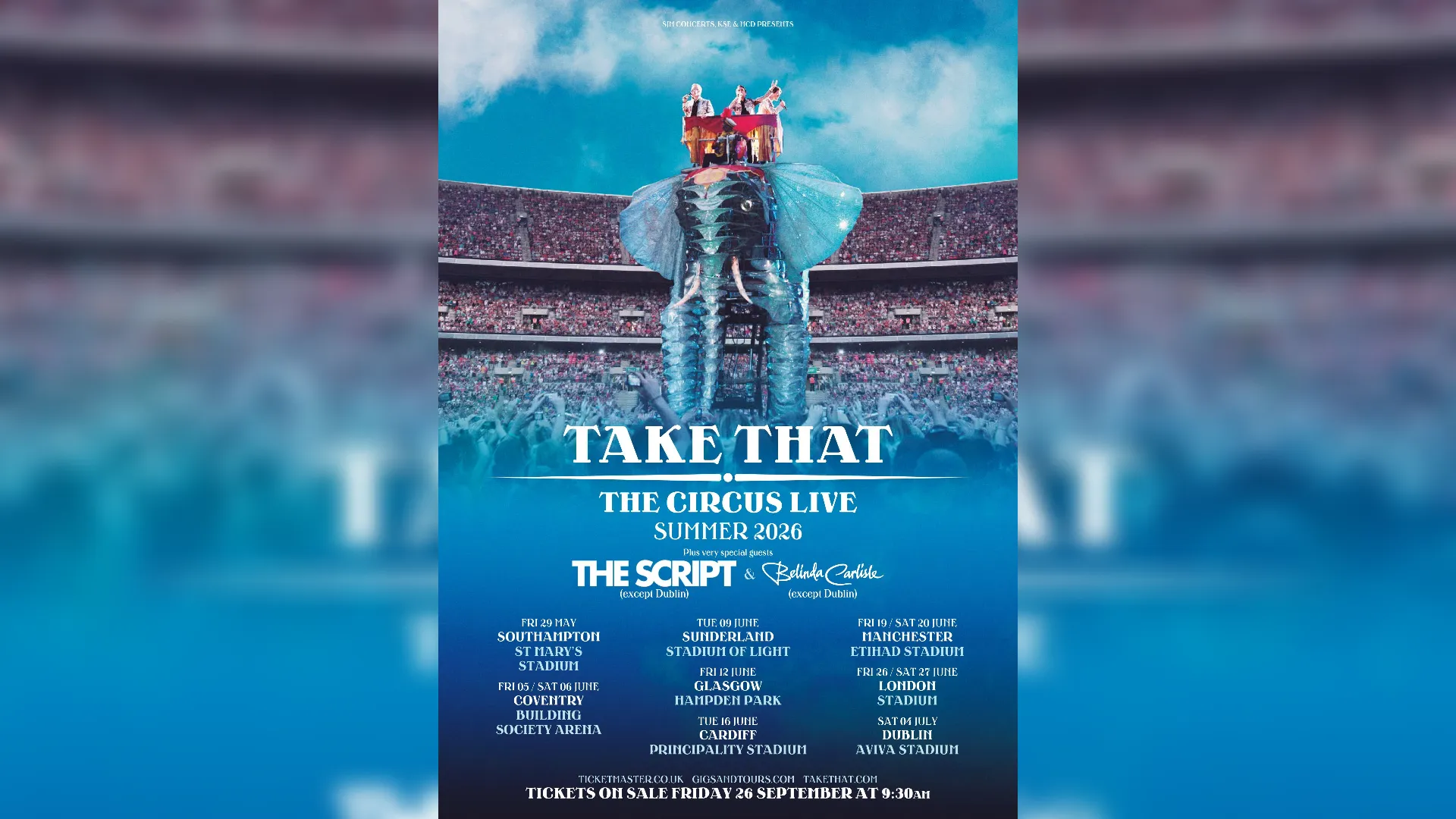 Tour poster for Take That's UK The Circus Live tour