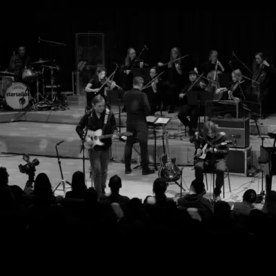 image of Starsailor performing with a string ensemble at Liverpool's Tung Auditorium. image courtesy Adam Docker
