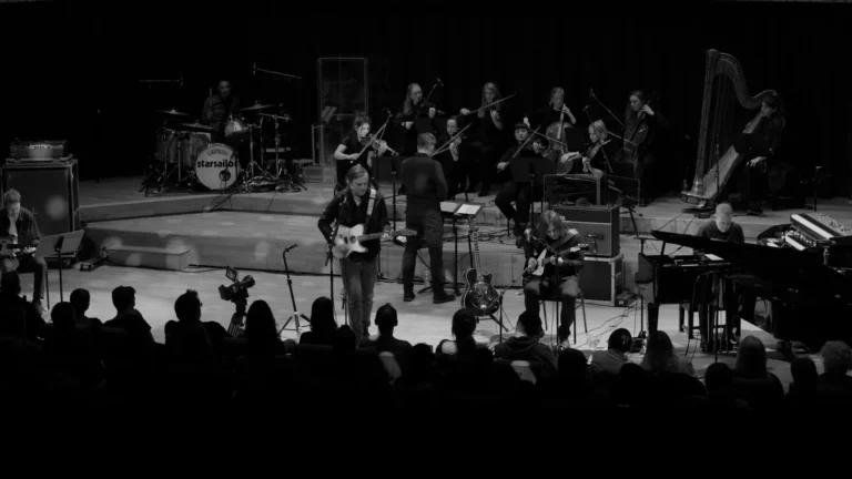 image of Starsailor performing with a string ensemble at Liverpool's Tung Auditorium. image courtesy Adam Docker