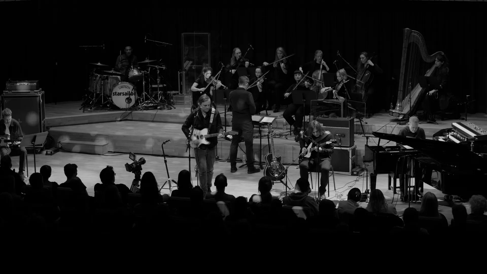 image of Starsailor performing with a string ensemble at Liverpool's Tung Auditorium. image courtesy Adam Docker
