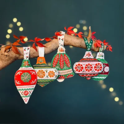 image of Frockdolly's Christmas decoration designs at Manchester's People's History Museum